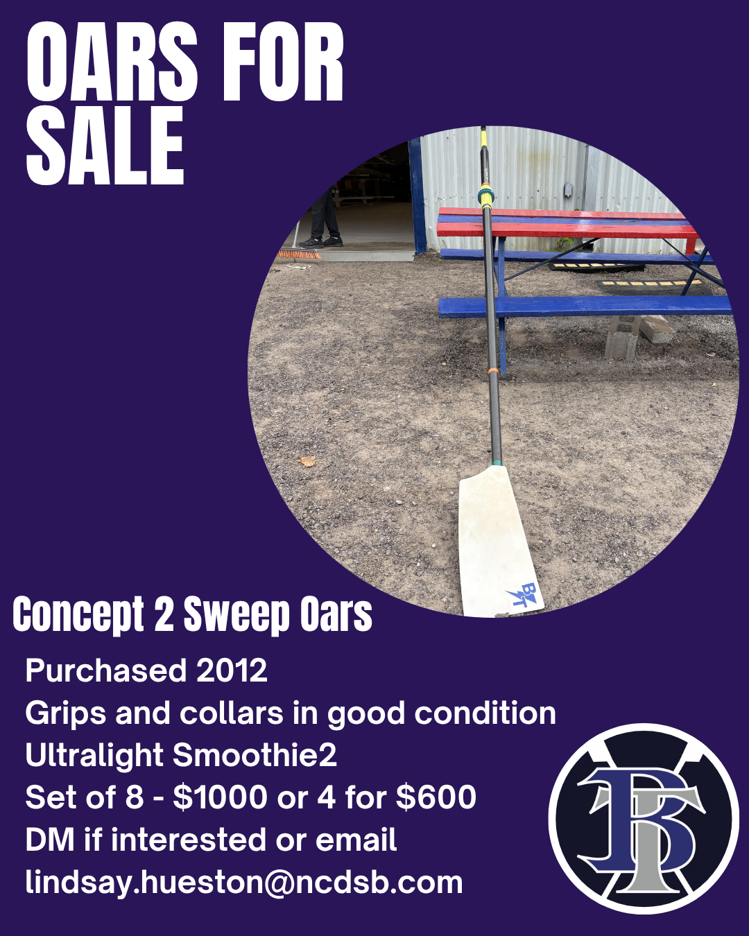 Concept2 Ultralight Smoothie2 sweep oars for sale